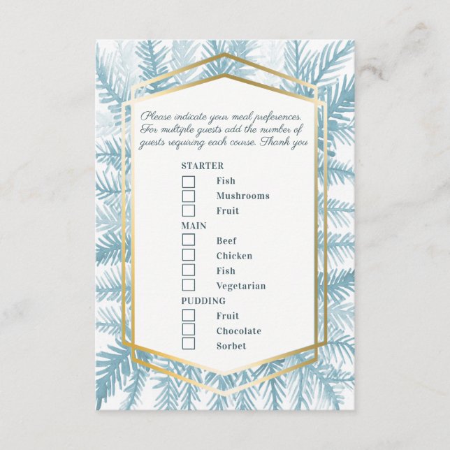 Cartão De Informações Escolha de refeição evento de inverno arte azul sp (Frente)