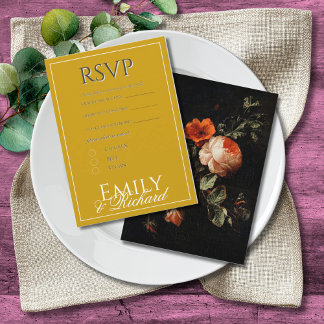 Cartão De Informações Escolhas de Refeição para RSVP de Casamento Floral