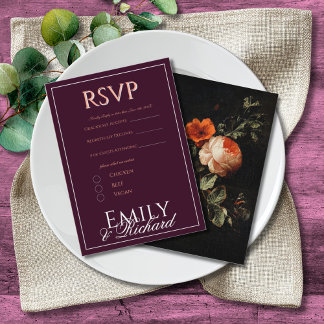 Cartão De Informações Escolhas de Refeição para RSVP de Casamento Floral