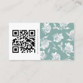 Cartão De Informações Escrita Caligráfica Verde Salvia QR Informações Ca