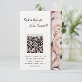 Cartão De Informações Escrita elegante de flor rosa-esbranquiçada modern