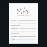 Cartão De Informações Escrita manual preta deseja noiva e noiva<br><div class="desc">Escrita manual preta deseja noiva e placa de alface | Escreva bons votos para a noiva e o noivo com este cartão de casamento de na moda. Apresenta uma escrita à mão,  uma tipografia moderna e um padrão de bolinhas.</div>