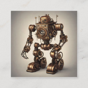 Cartão De Informações Escultura de Robô Steampunk em Bronze