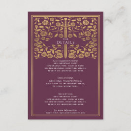 Cartão De Informações Espada Medieval Casamento Detalhes Real Roxo 