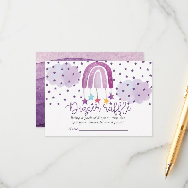 Cartão De Informações Espingarda de Fralda do Chá de fraldas Arco-Íris p (Frente/Verso In Situ)