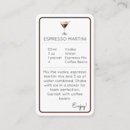 Cartão De Informações Espresso Martini Mini Cocktail Recipe Card
