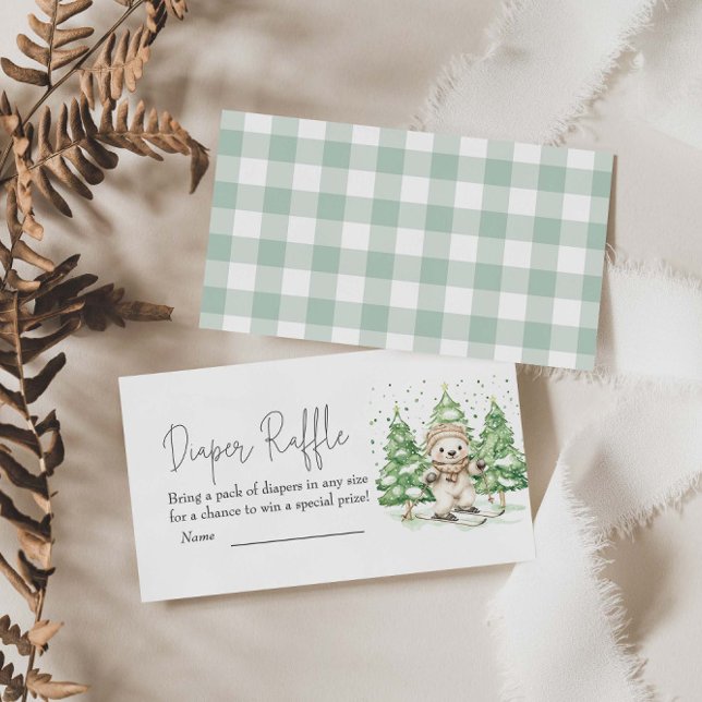 Cartão De Informações Esquiando na Fralda de Chá de fraldas de Feliz Raf (Criador carregado)