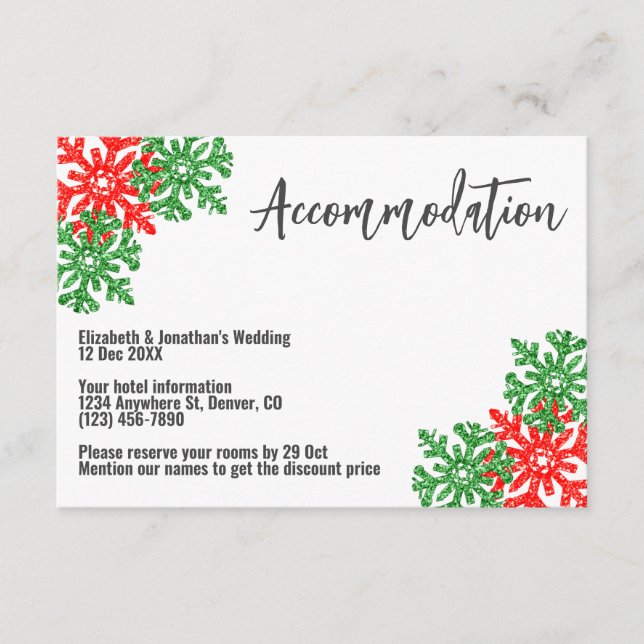 Cartão De Informações Este Alojamento De Casamento De Natal Da Época (Frente)