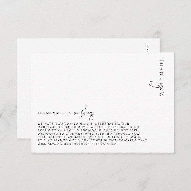 Cartão De Informações Estelle Minimalist Honeymoon Deseja Card (Frente/Verso)