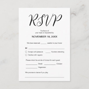 Cartão De Informações Estética moderna, Janto de Casamento RSVP, Respond
