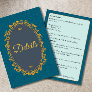 Cartão De Informações Estilo de Regência Detalhes do Casamento Regencyco