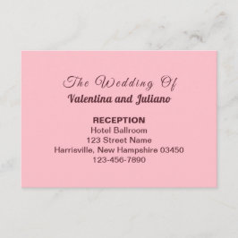 Cartão De Informações Estilo de Tipografia Rosa Recepção de Casamento