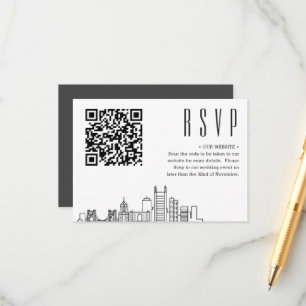 Cartão De Informações Estilo Deco de Casamento de Pittsburg   RSVP de ev