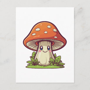 Cartão De Informações Estilo kawaii fofo, procura de cogumelos