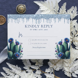 Cartão De Informações Estilo Real Azul Mexicano Quinceañera Rsvp