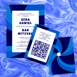 Cartão De Informações Estrela giratória moderna do Bar de código David Q<br><div class="desc">Carteira perfeita ou cartão RSVP para um morcego mitzvah, bar mitzvah ou outra celebração judaica! A mão fez arte para você. TOTALMENTE PERSONALIZÁVEL! Clique em "Personalizar" acima para editar o texto e adicionar seu link ao código QR. Clique em "editar usando a ferramenta design" para ajustar as fontes, as cores...</div>