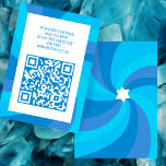 Cartão De Informações Estrela giratória moderna do Bar de código David Q<br><div class="desc">Carteira perfeita ou cartão RSVP para um morcego mitzvah, bar mitzvah ou outra celebração judaica! A mão fez arte para você. TOTALMENTE PERSONALIZÁVEL! Clique em "Personalizar" acima para editar o texto e adicionar seu link ao código QR. Clique em "editar usando a ferramenta design" para ajustar as fontes, as cores...</div>