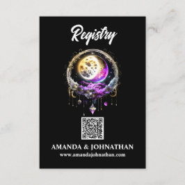 Cartão De Informações Estrelas da lua magenta negra código QR luna