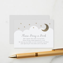 Cartão De Informações Estrelas, Lua e Nuvens Cinza Por Favor Traga um Ca