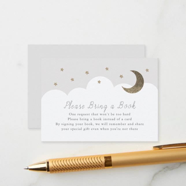 Cartão De Informações Estrelas, luas e Cinzas de nuvens Traga um Livro (Frente/Verso In Situ)