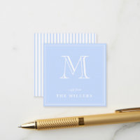 Etiquetas de Presente Azul Claro e Branco Monogram