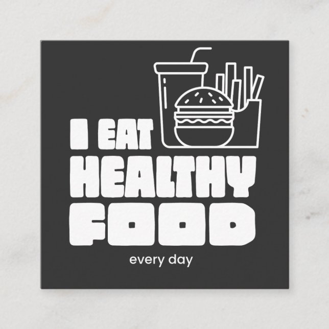Cartão De Informações Eu Como Comida Saudável Todos os Dias (Frente)
