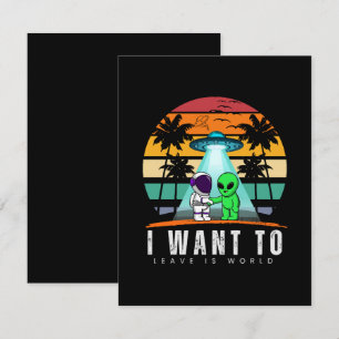 Cartão De Informações Eu Quero Deixar é mundo Alien Vintage Pôr do Sol