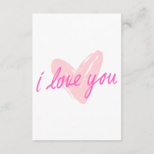 Cartão De Informações Eu Te Amo" Design de Coração Rosa