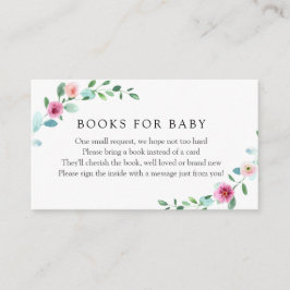 Cartão De Informações Eucalipto e Flores Rosa Livros para Bebê