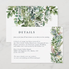 Cartão De Informações Eucalipto em aquarela | Detalhes do Casamento