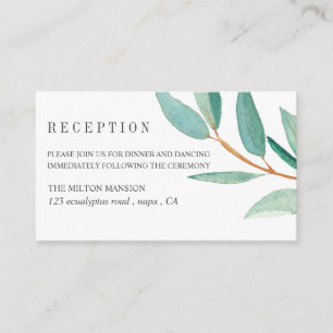 Cartão De Informações Eucalipto fresco deixa recepção de casamento