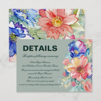 Cartão De Informações Eucalipto Verde Floral Moderno Casamento Ousado