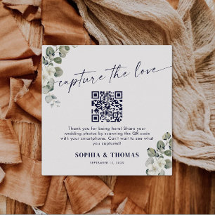 Cartão De Informações Eucalyptus Captura Fotos de Casamento do Código QR