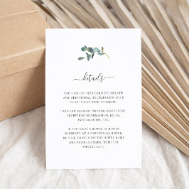Cartão De Informações Eucalyptus Crest | Detalhes do Convidado de Casame