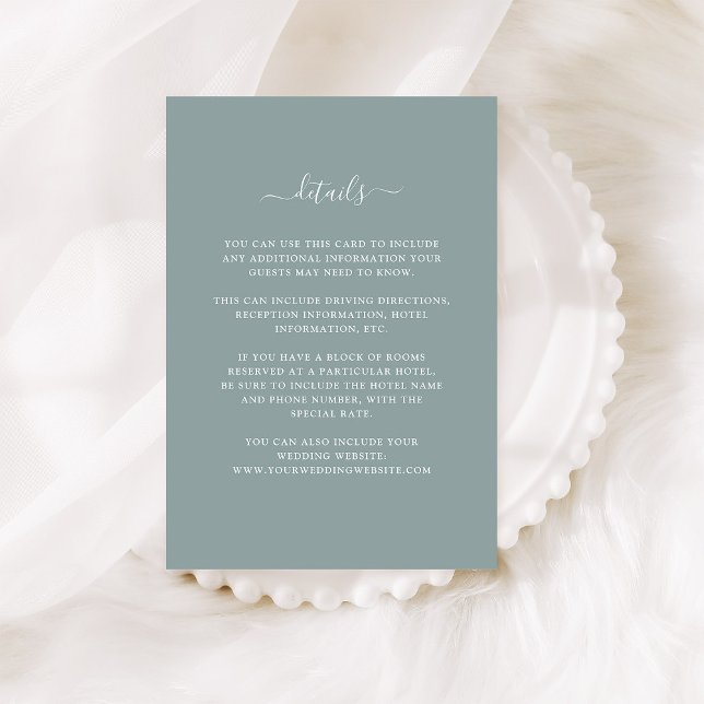 Cartão De Informações Eucalyptus Crest | Detalhes do Convidado de Casame (An elegant, eucalyptus green wedding details card to coordinate perfectly with our collection)