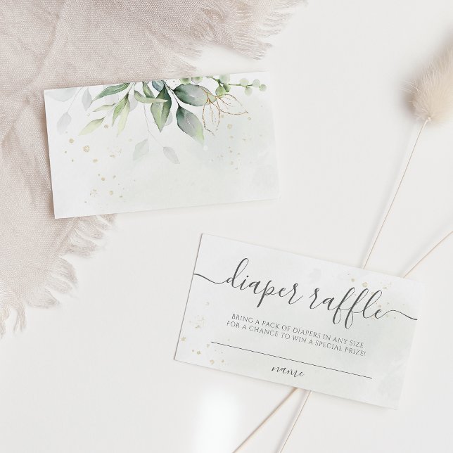 Cartão De Informações Eucalyptus deixa Fralda verde Raffle (Criador carregado)