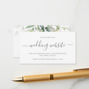 Cartão De Informações Eucalyptus deixa o site de casamento Dourado Green