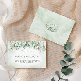 Cartão De Informações Eucalyptus Elegante Deixa Monograma De Casamento