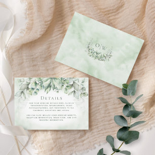 Cartão De Informações Eucalyptus Elegante Deixa Monograma De Casamento