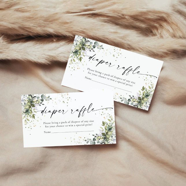 Cartão De Informações Eucalyptus Floral Greenery Fralda Raffle (Criador carregado)