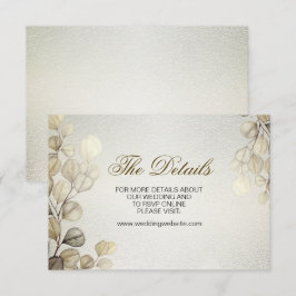 Cartão De Informações Eucalyptus Foliage Wedding Shiny Dourado com Aquar