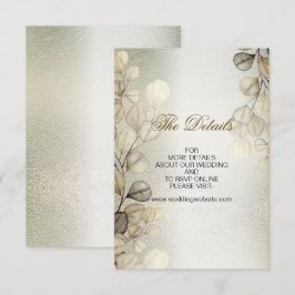 Cartão De Informações Eucalyptus Foliage Wedding Shiny Dourado com Aquar