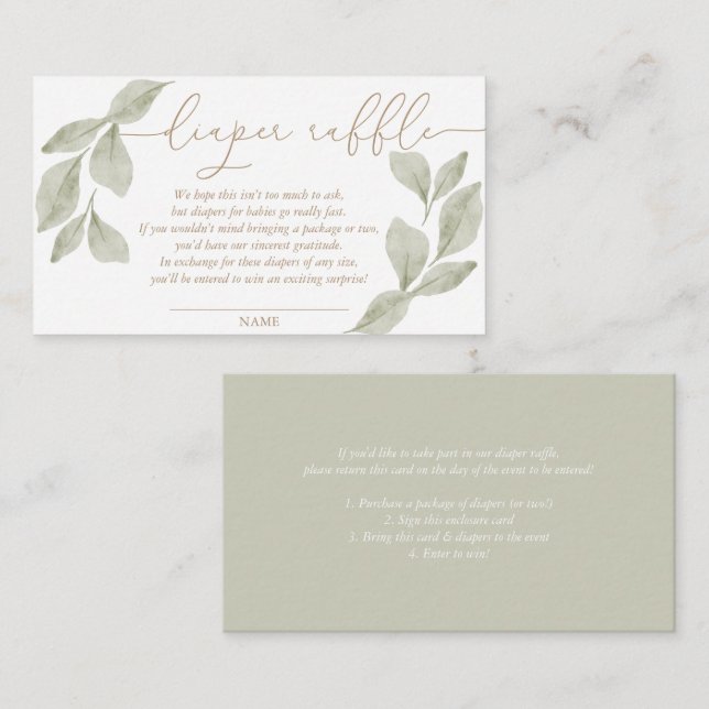 Cartão De Informações Eucalyptus Fralda Raffle (Frente/Verso)