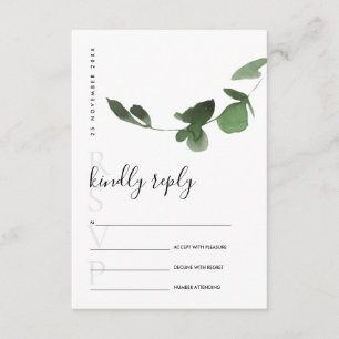 CARTÃO DE INFORMAÇÕES EUCALYPTUS GREEN FOLIAGE WATERCOLOR WEDT RSVP