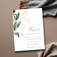 Eucalyptus Green Gold Foliage Weding RSVP