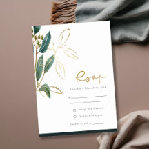 Eucalyptus Green Gold Foliage Weding RSVP