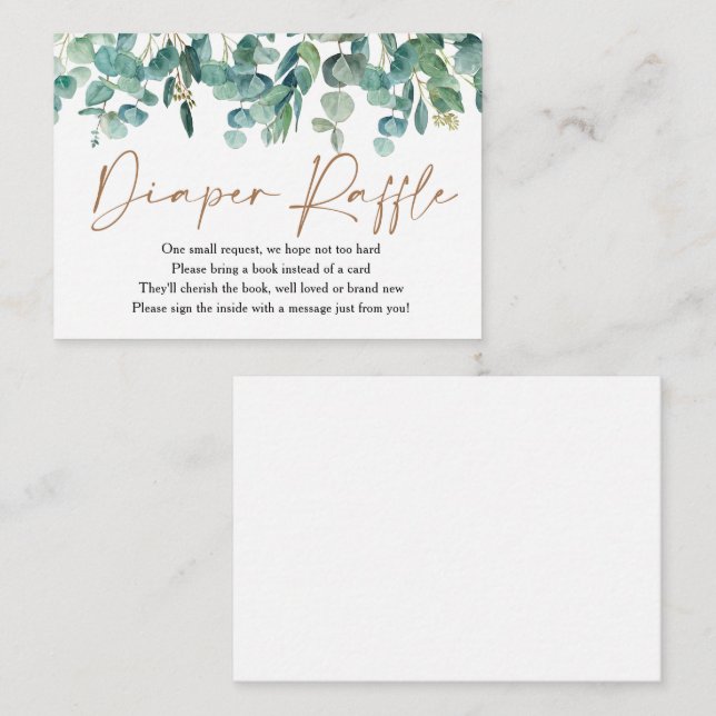Cartão De Informações Eucalyptus Greenery Fralda Raffle (Frente/Verso)