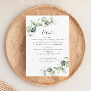 Cartão De Informações Eucalyptus Greenery Script Detalhes Do Casamento