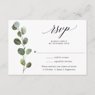 Cartão De Informações Eucalyptus greenery simples casamento elegante RSV
