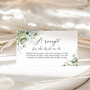 Cartão De Informações Eucalyptus Receita para a noiva ser